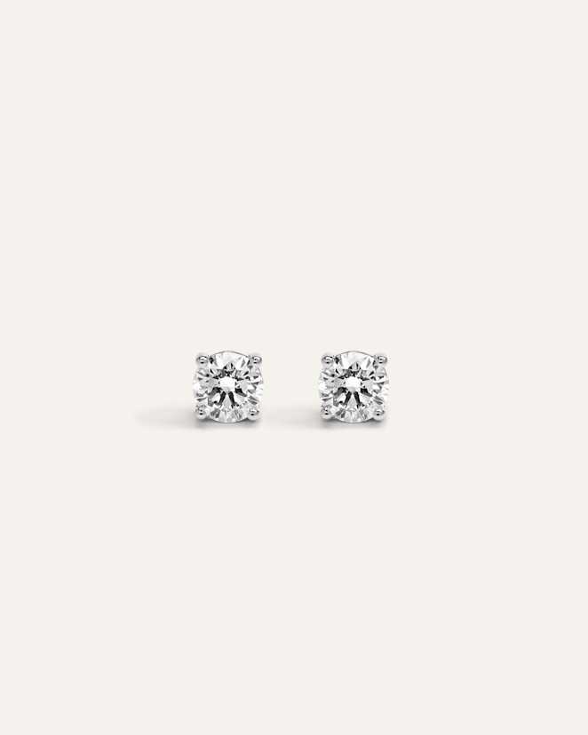 White Gold 14K Gold Lab Grown Diamond Four-Prong Solitaire Studs