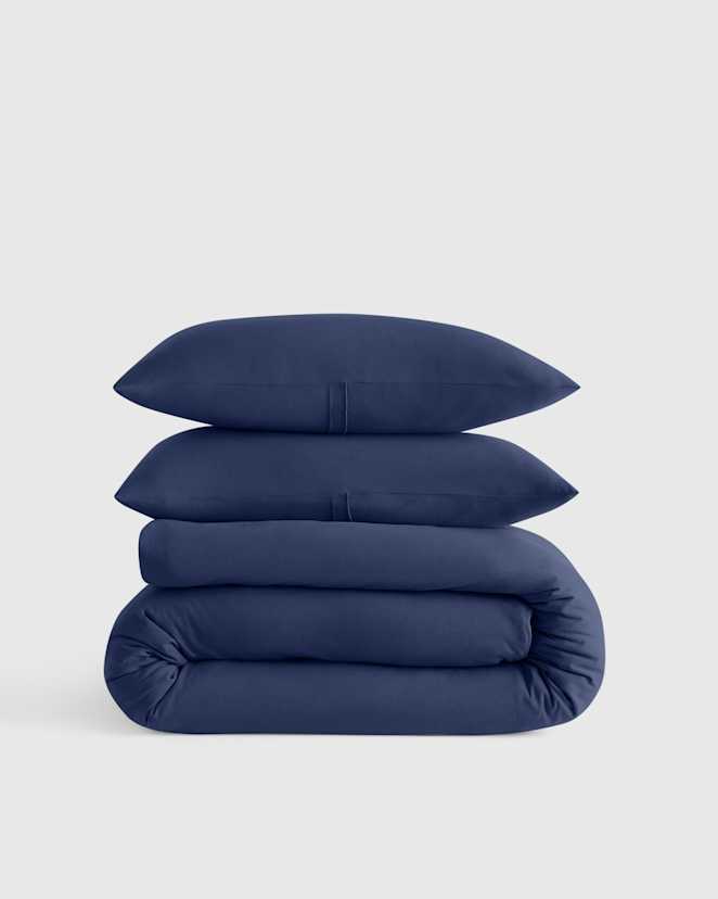 Navy Organic Jersey Duvet Cover Set