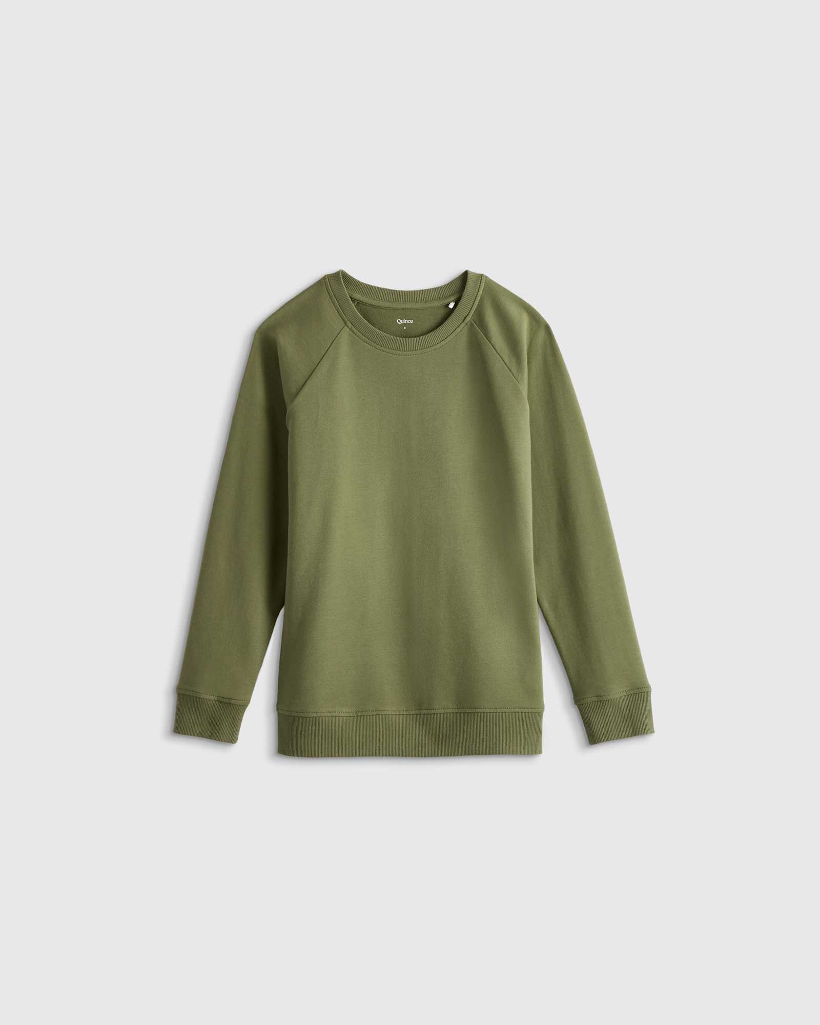 Olive Green Organic Cotton French Terry Crew Neck Sweatshirt