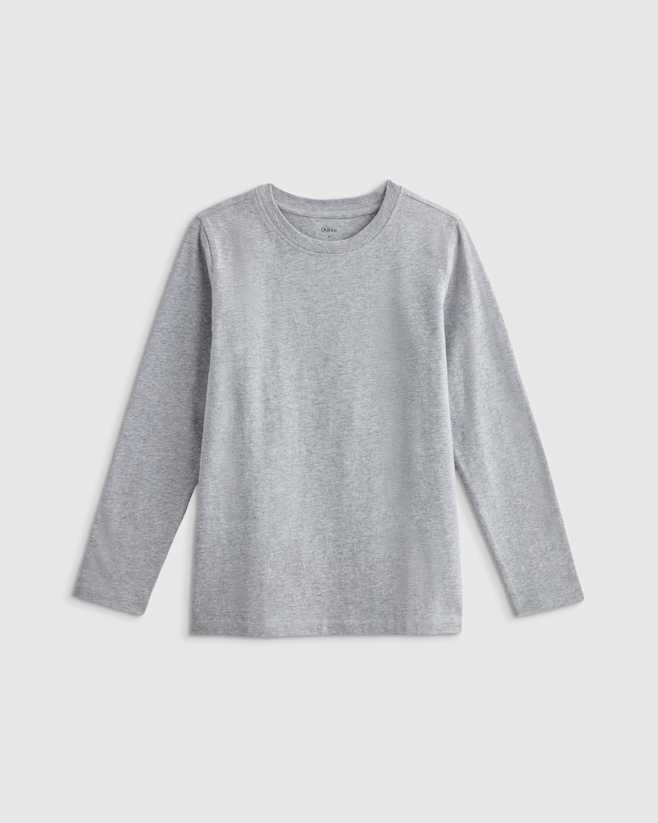 Heather Grey 100% Organic Cotton Jersey Long Sleeve Tee