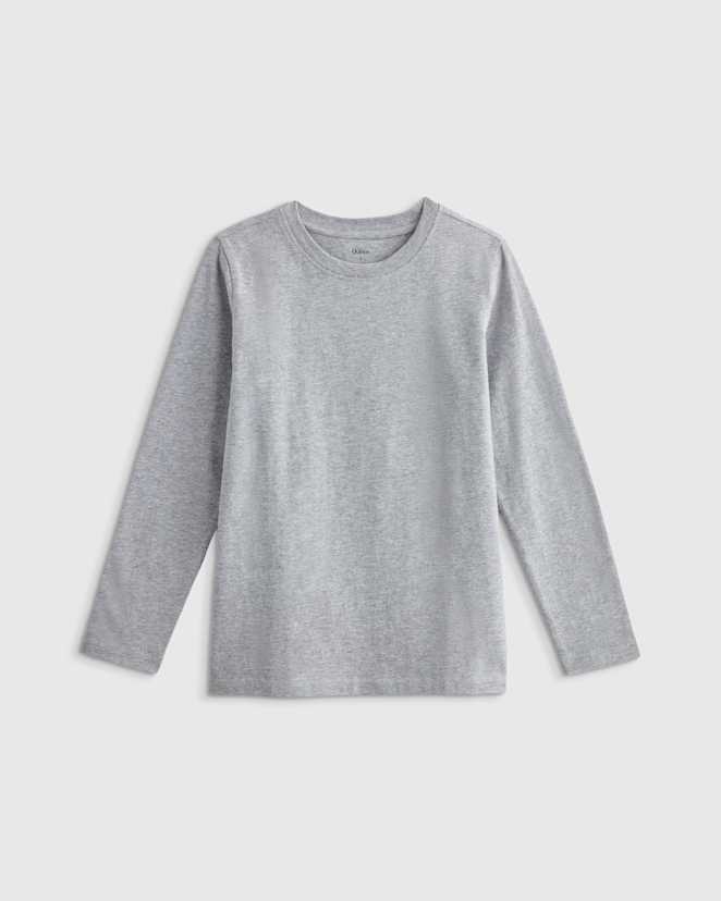 Heather Grey 100% Organic Cotton Jersey Long Sleeve Tee