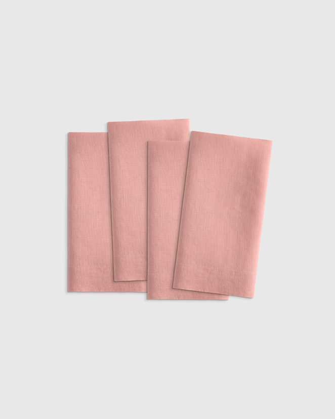 Rose European Linen Wide-Hem Napkins (Set of 4)
