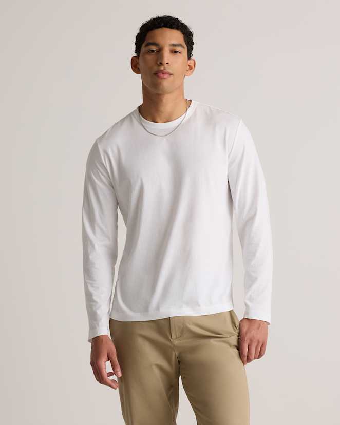 White 100% Pima Cotton Luxe Touch Long Sleeve Tee