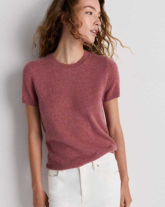 Heather Shaded Rose Pink Mongolian Cashmere Tee