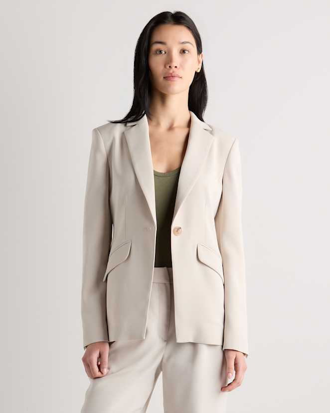 Sand Stretch Crepe Cinched Waist Blazer