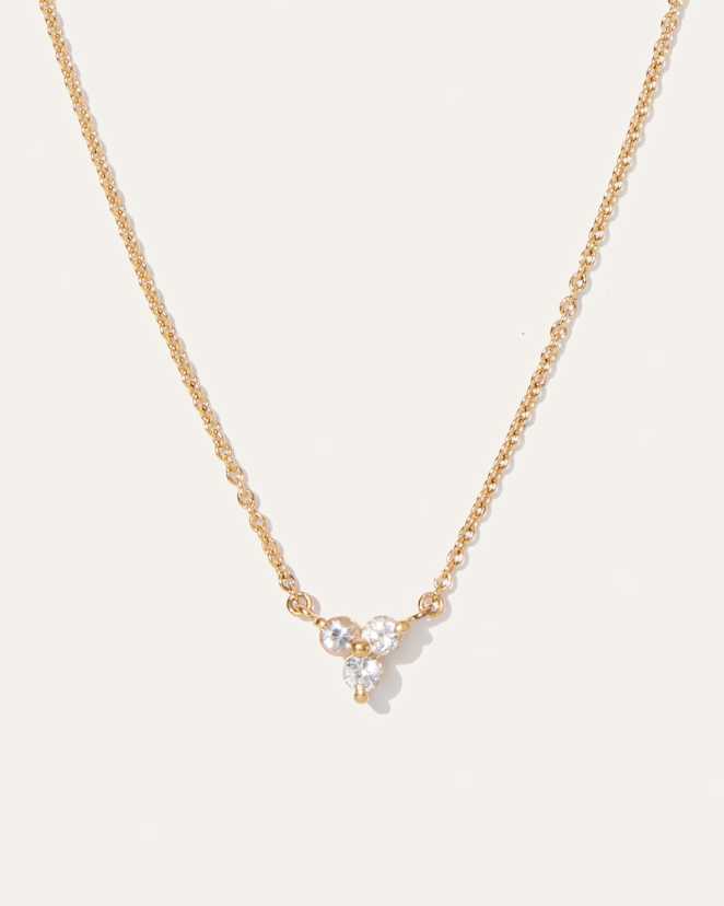 Gold Vermeil White Sapphire Triad Necklace