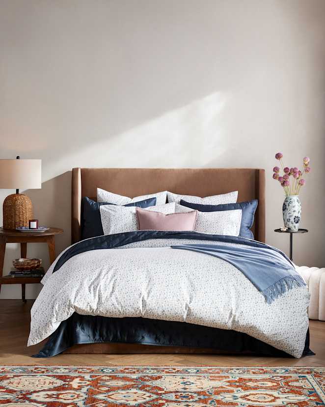 Blue Florette Classic Organic Percale Floral Deluxe Bedding Bundle
