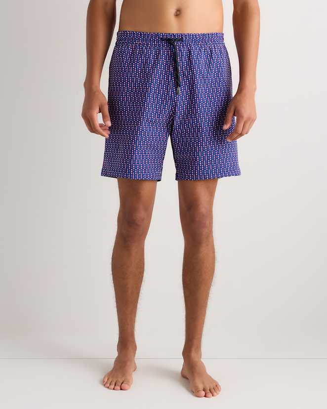 Navy Diamond Geo Italian Swim Trunks - 7"
