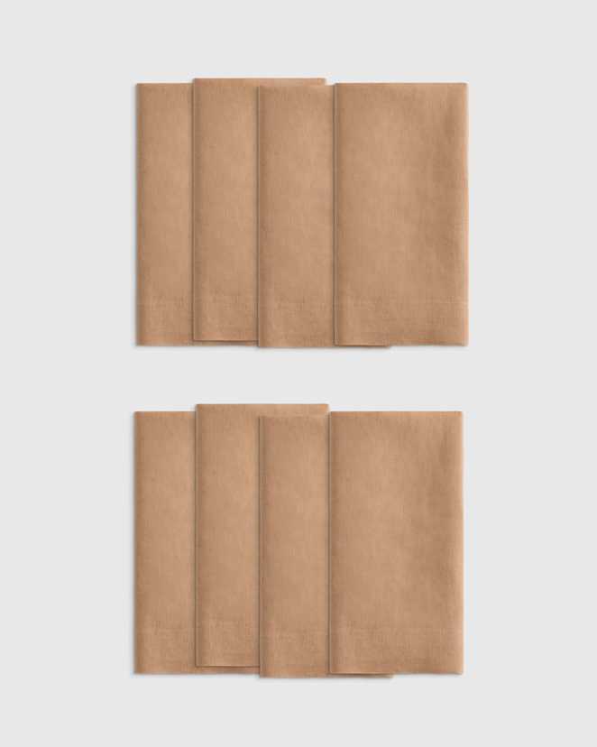 Latte European Linen Wide-Hem Napkins (Set of 8)