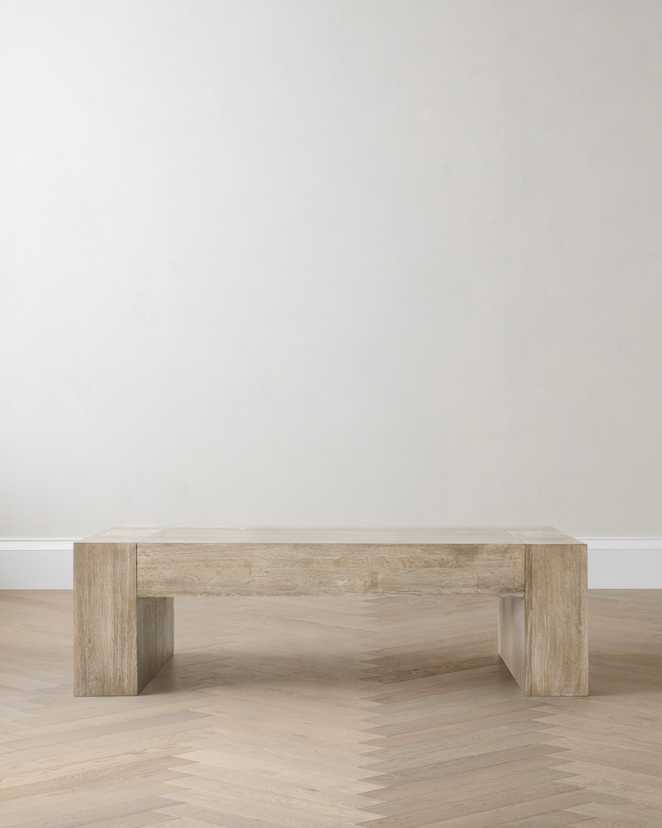 Washed Cream Reclaimed Oak Waterfall Coffee Table