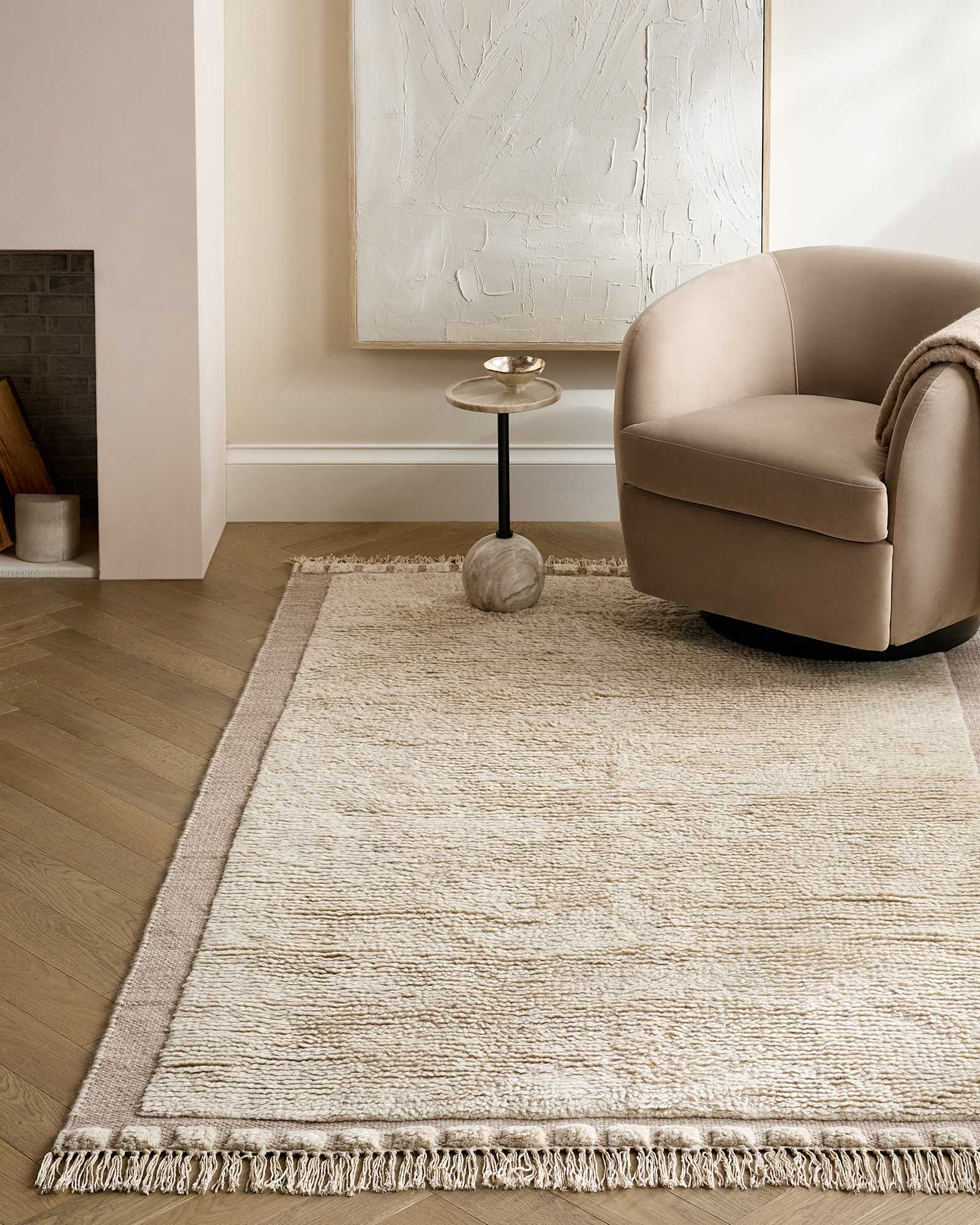 Neutral Saje Wool Shag Rug