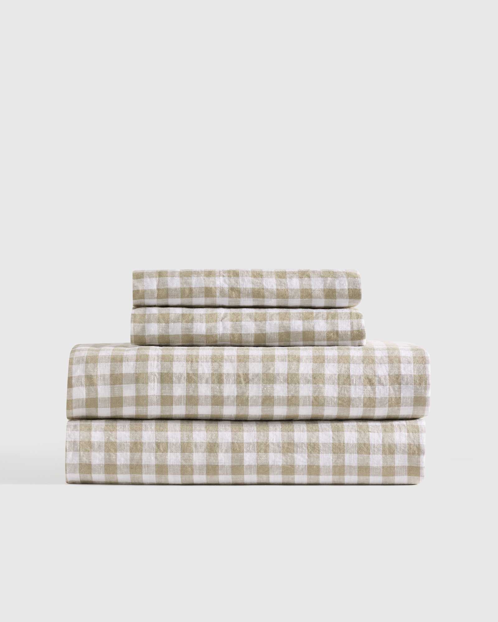 Willowleaf European Linen Gingham Sheet Set