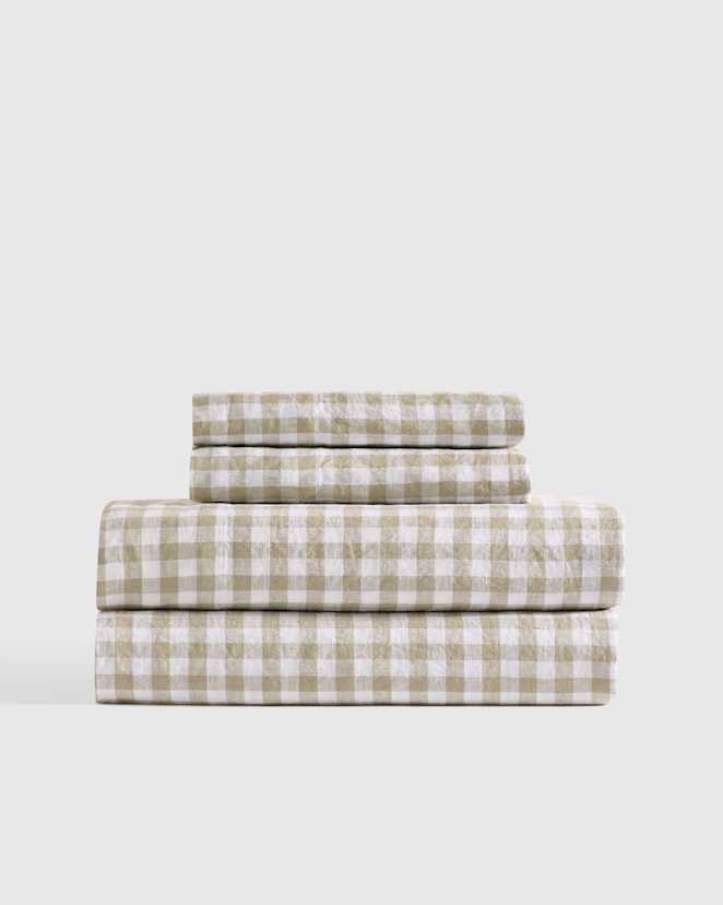 Willowleaf Gingham European Linen Sheet Set