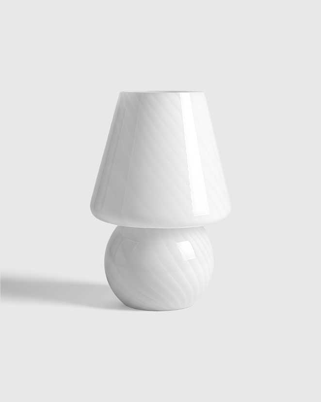 White Swirled Glass Table Lamp