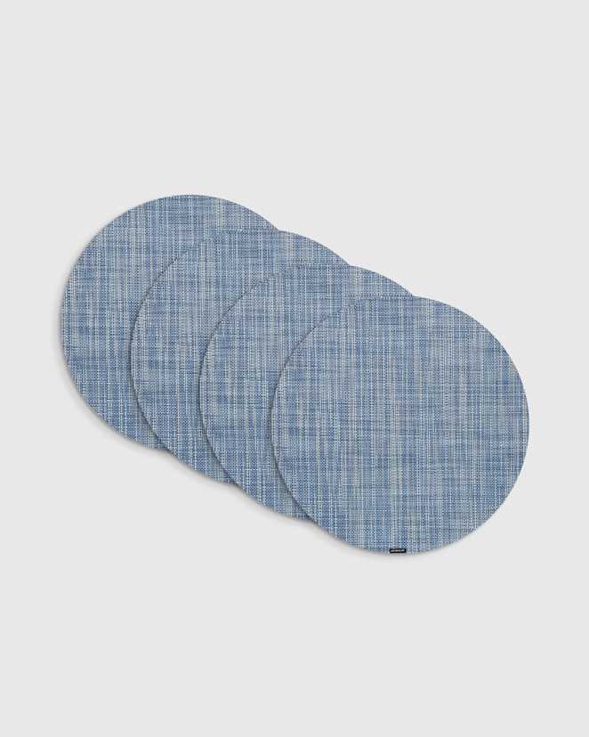 Chambray Mini Basketweave Easy-Care Round Placemat, Set of 4 by Chilewich