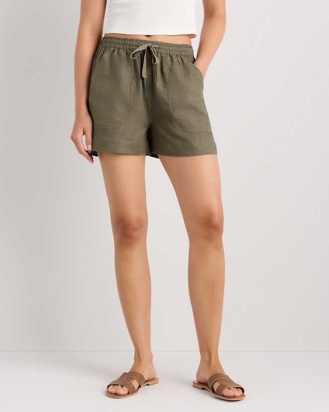 Bayberry Olive 100% European Linen Shorts