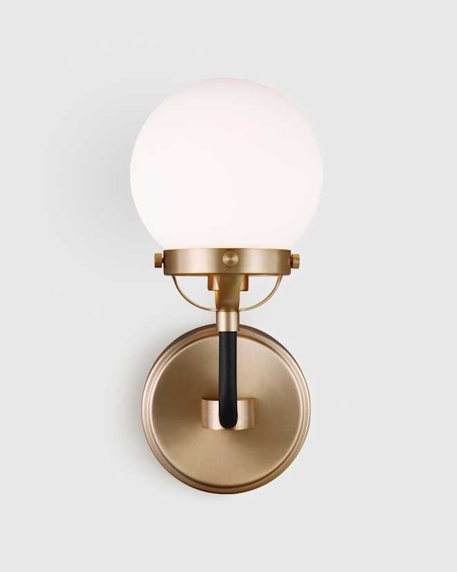 Black Single Globe Steel Sconce