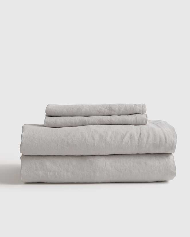 Light Grey European Linen Sheet Set