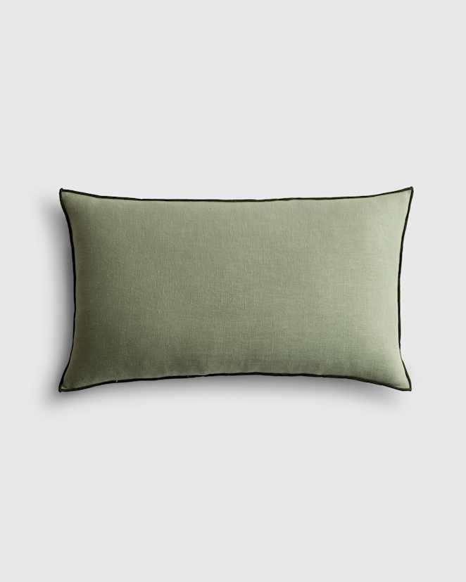 Sage/Pine Contrast European Linen Pillow Cover