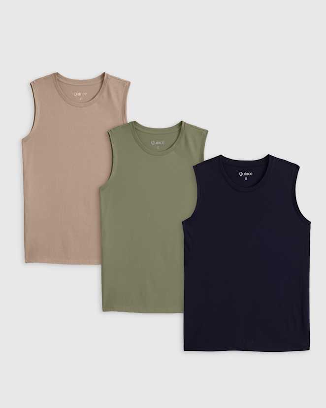 Dark Taupe Cotton Modal Muscle Tank 3 Pack Bundle