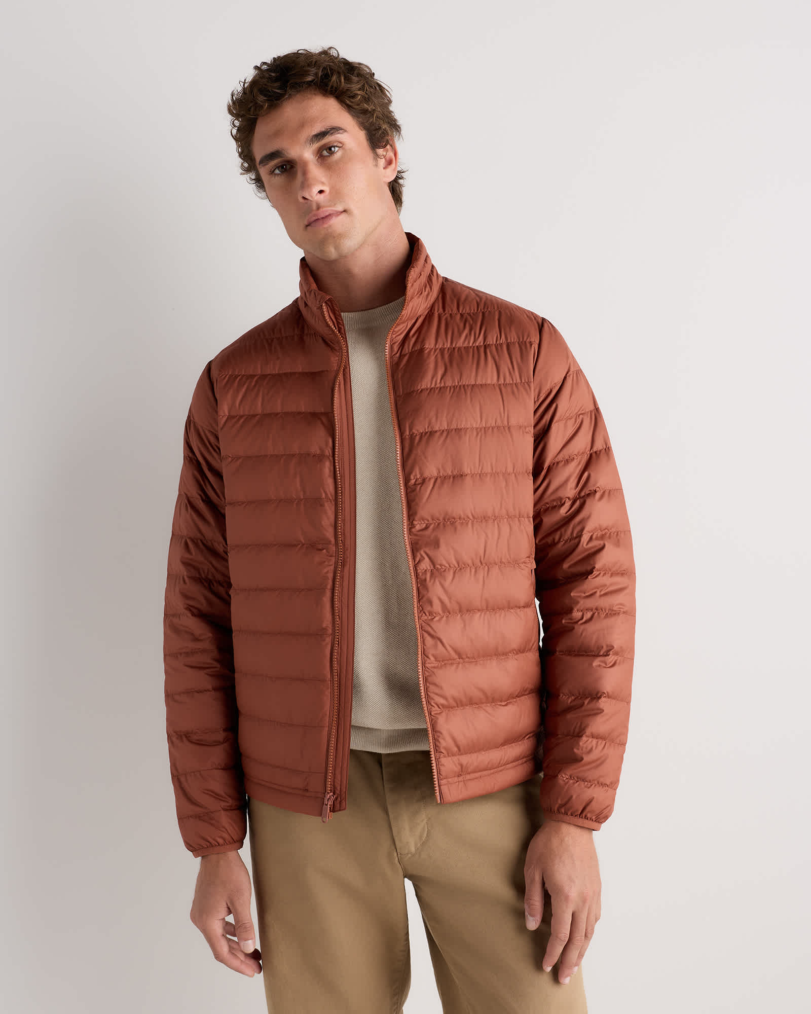 Rusted Mineral Red Lightweight Down Packable Puffer Jacket