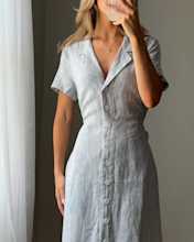 15 FAITH PASSANTINO 100- European Linen Button Front Dress 4x5 THUMBNAIL