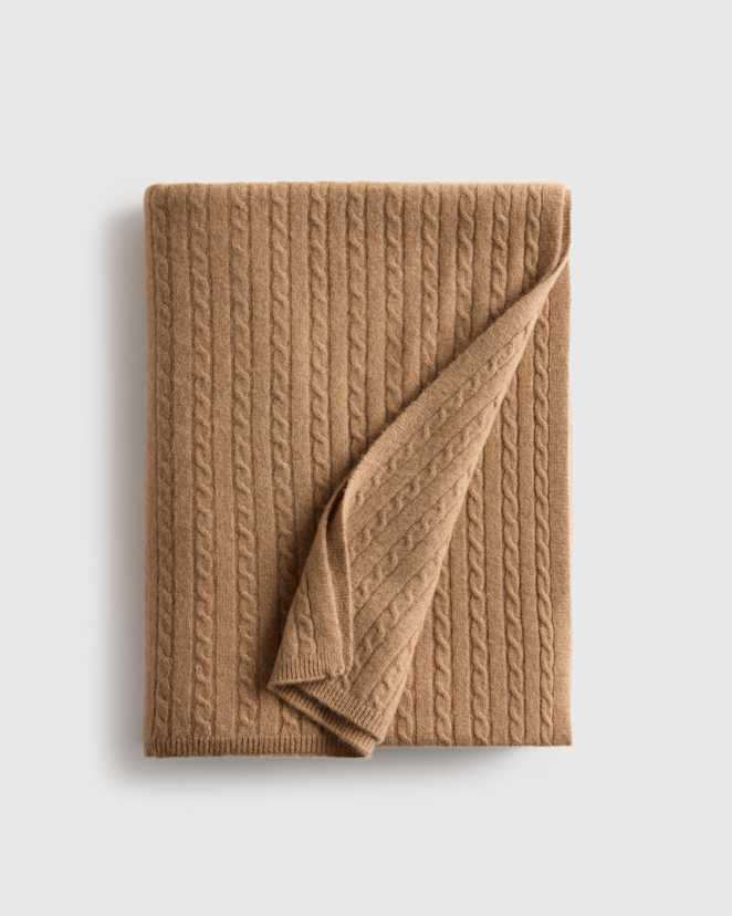 Teak Cable Knit Cashmere Throw