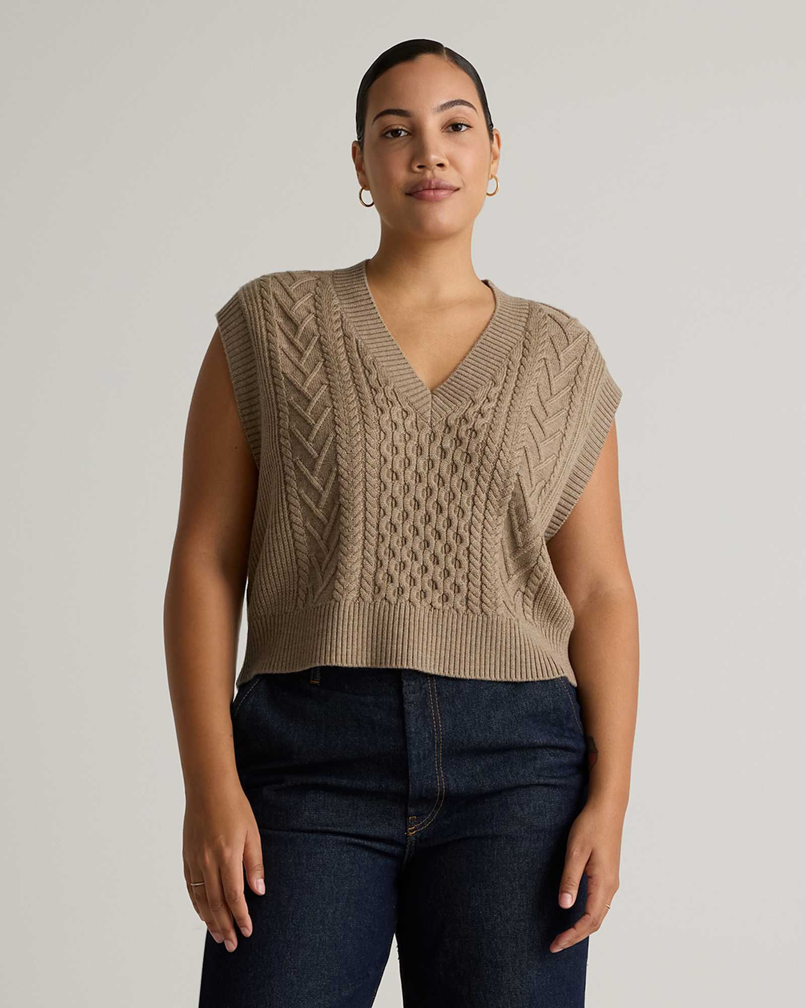 Malted Toffee Australian Merino Wool Cable Sweater Vest