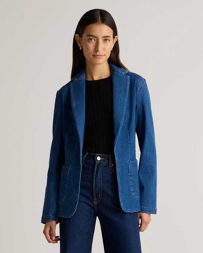 Medium Wash Stretch Denim Blazer