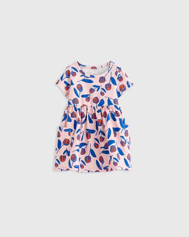 Flower Buds Organic Cotton Fit and Flare Pocket Dress