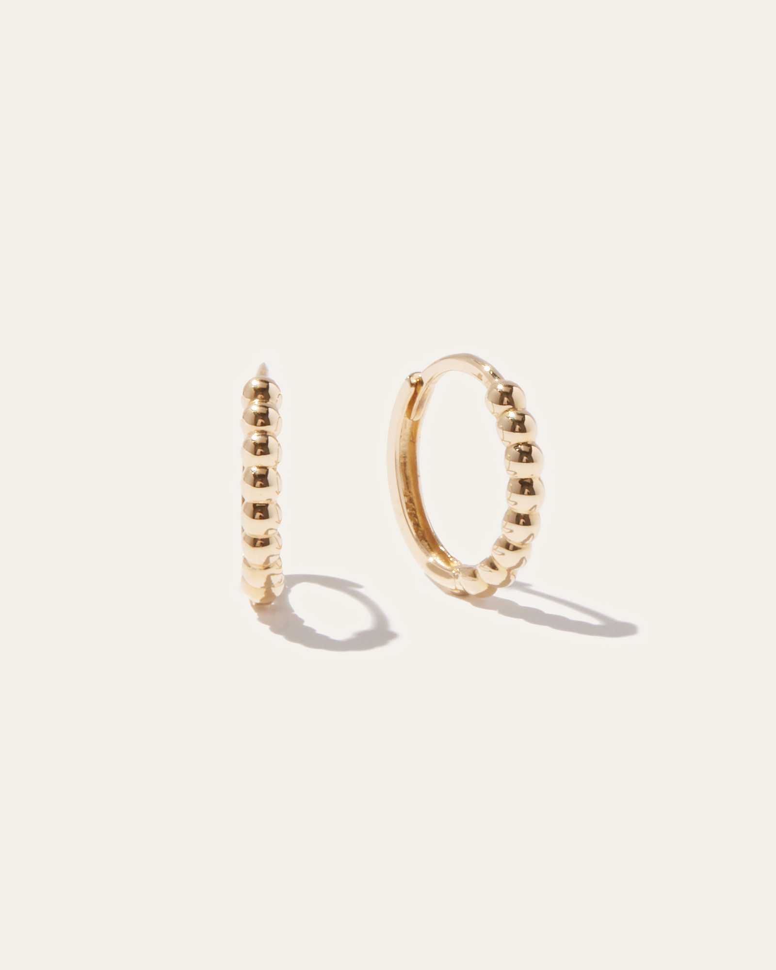 yellow-gold 14k Gold Beaded Hoops