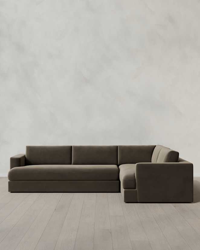 Sable Sierra Curved Arm L Sectional in Performance Velvet