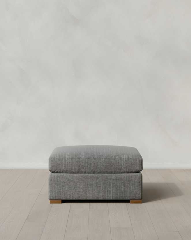 Slate Hollis Slope Arm Ottoman in Performance Chenille Linen Blend