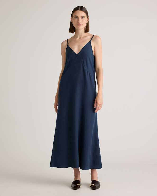 Midnight Blue Vintage Wash Tencel Maxi Slip Dress