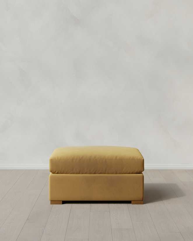 Caramel Hollis Slope Arm Ottoman in Performance Velvet