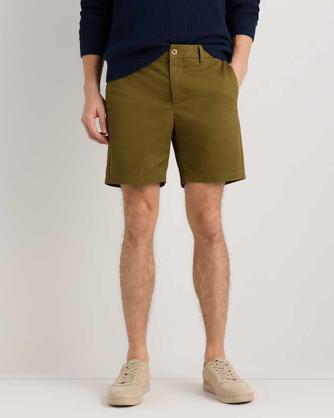 Military Olive Organic Cotton Classic Stretch Chino Shorts - 7"
