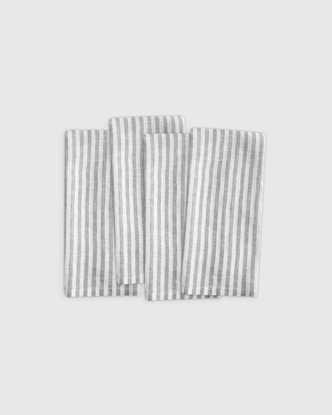 Grey/White Stripe European Linen Stripe Napkins