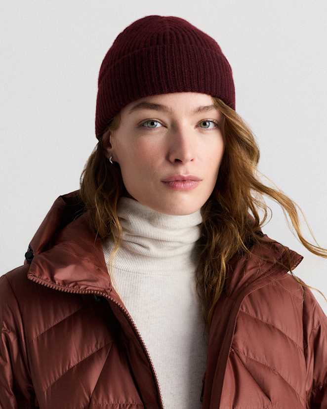 Rich Burgundy Mongolian Cashmere Ribbed Beanie