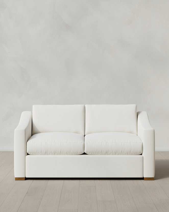 Marshmallow Hollis Slope Arm Sofa in Performance Chenille Linen Blend