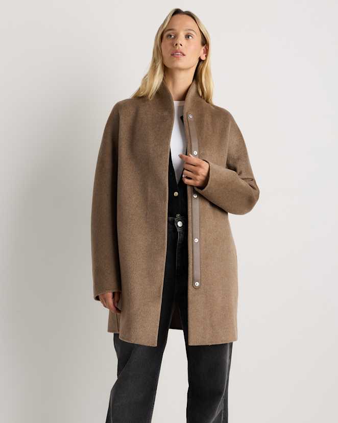 Heather Taupe 100% Mongolian Cashmere Double-Faced Cocoon Coat