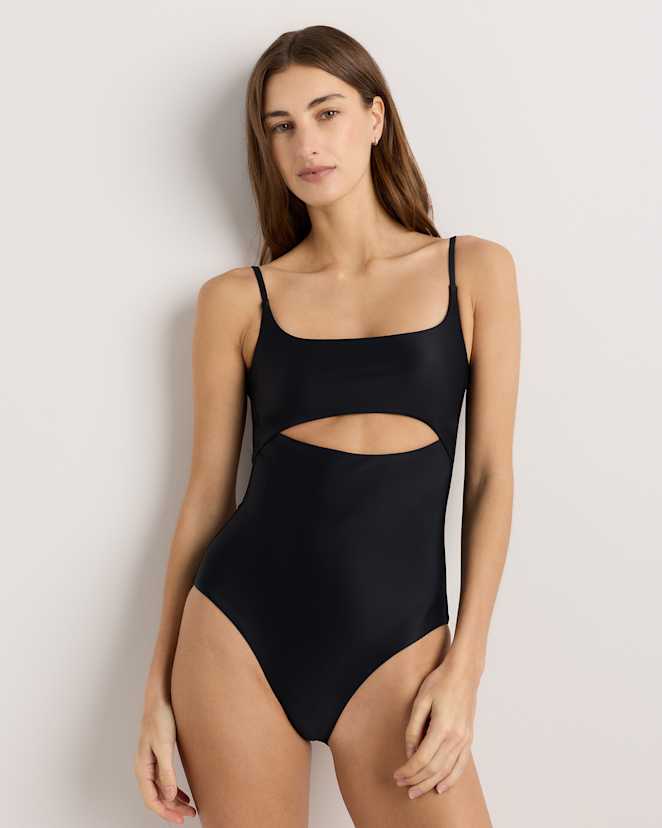 Black Italian Cut Out One-Piece Swimsuit