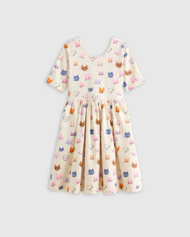 Cat Faces Organic Cotton Skater Dress