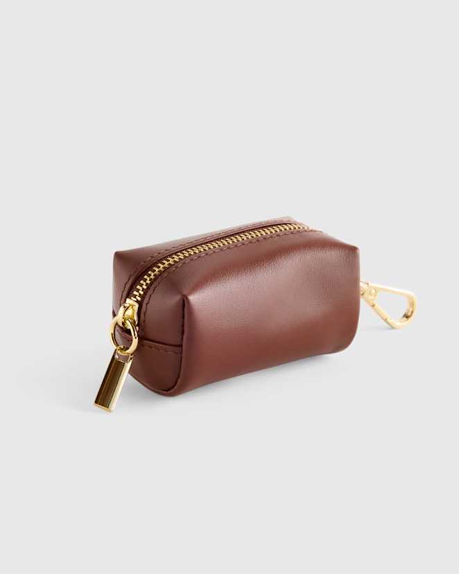 Brown Italian Leather Dog Waste Bag Holder