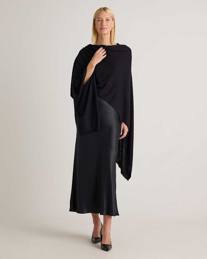 Black Cotton Cashmere Ruana