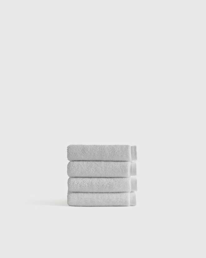 Light Grey Plush Organic Turkish Cotton Washcloth (Set of 4)