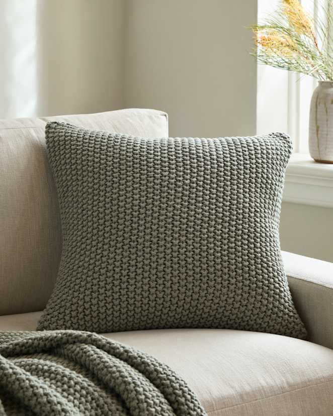 Dried Sage Cotton Fisherman Pillow Cover