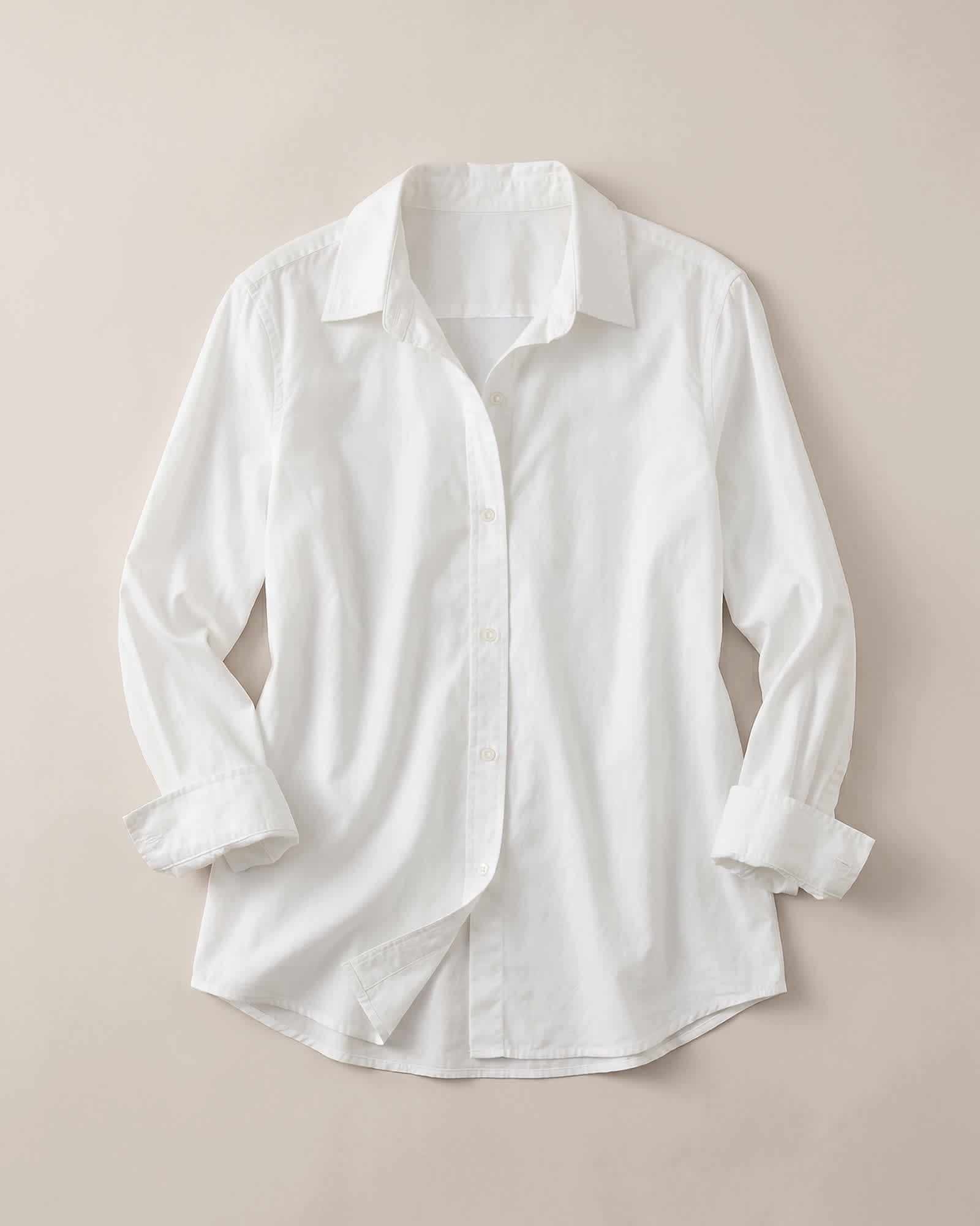 Classic White 100% Organic Cotton Poplin Long Sleeve Shirt