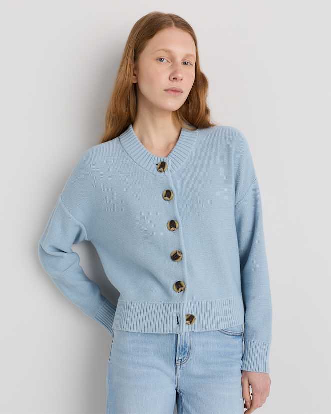 Sky Blue 100% Organic Cotton Cropped Cardigan
