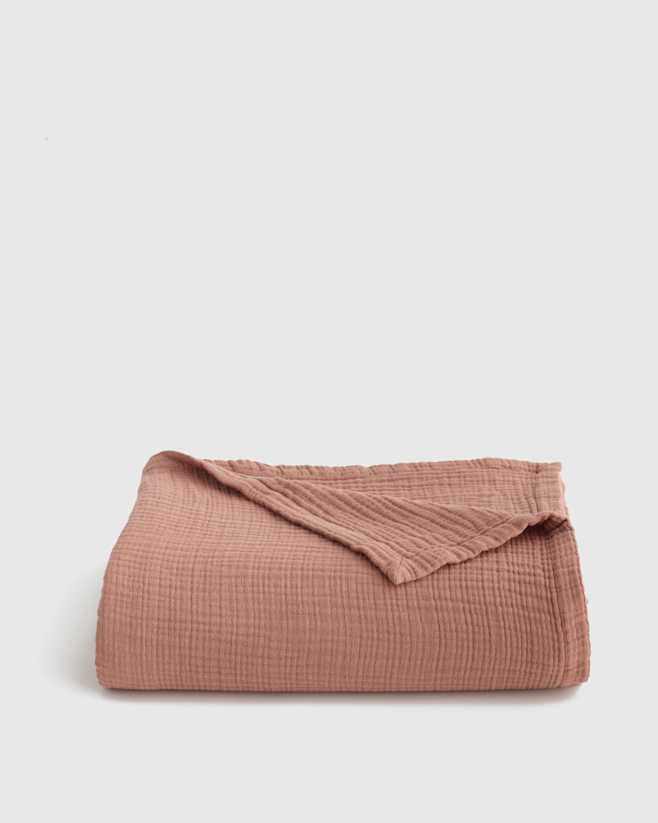 Clay Organic Cotton Gauze Blanket