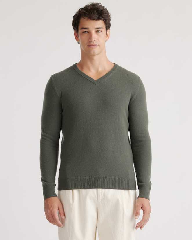 Moss Mongolian Spring Cashmere V-Neck Sweater